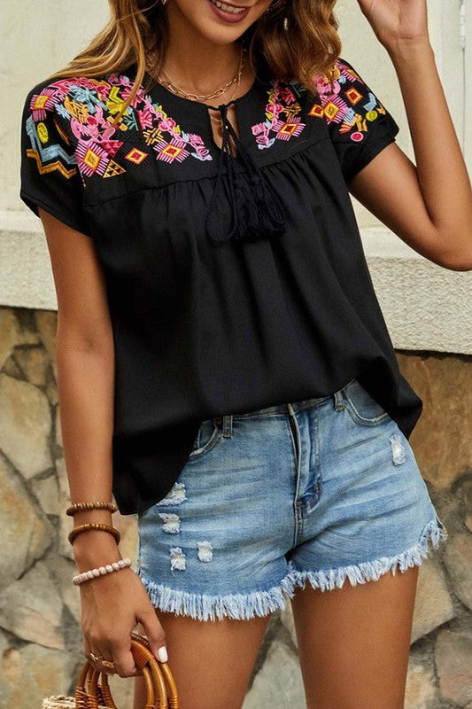 Camila Floret Embroidered Blouse