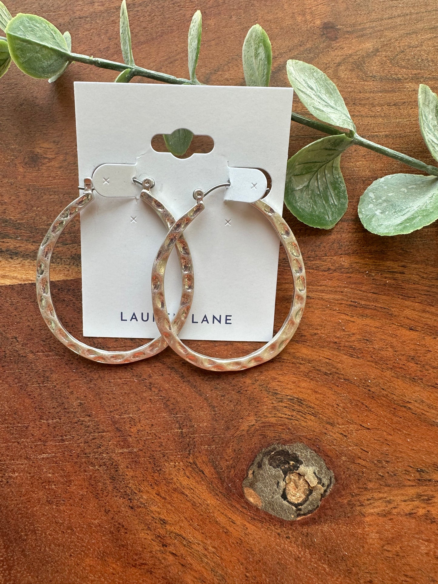 Dani Hammered Hoop Earrings - Silver