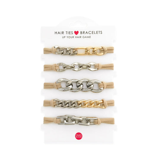 Silver/Gold Hair Tie Bracelet Set- OMG Blings