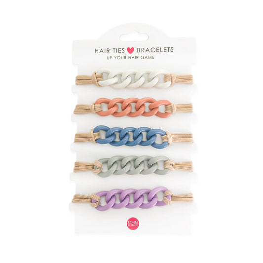Cream Enamel Hair Tie Bracelet Set- OMG Blings