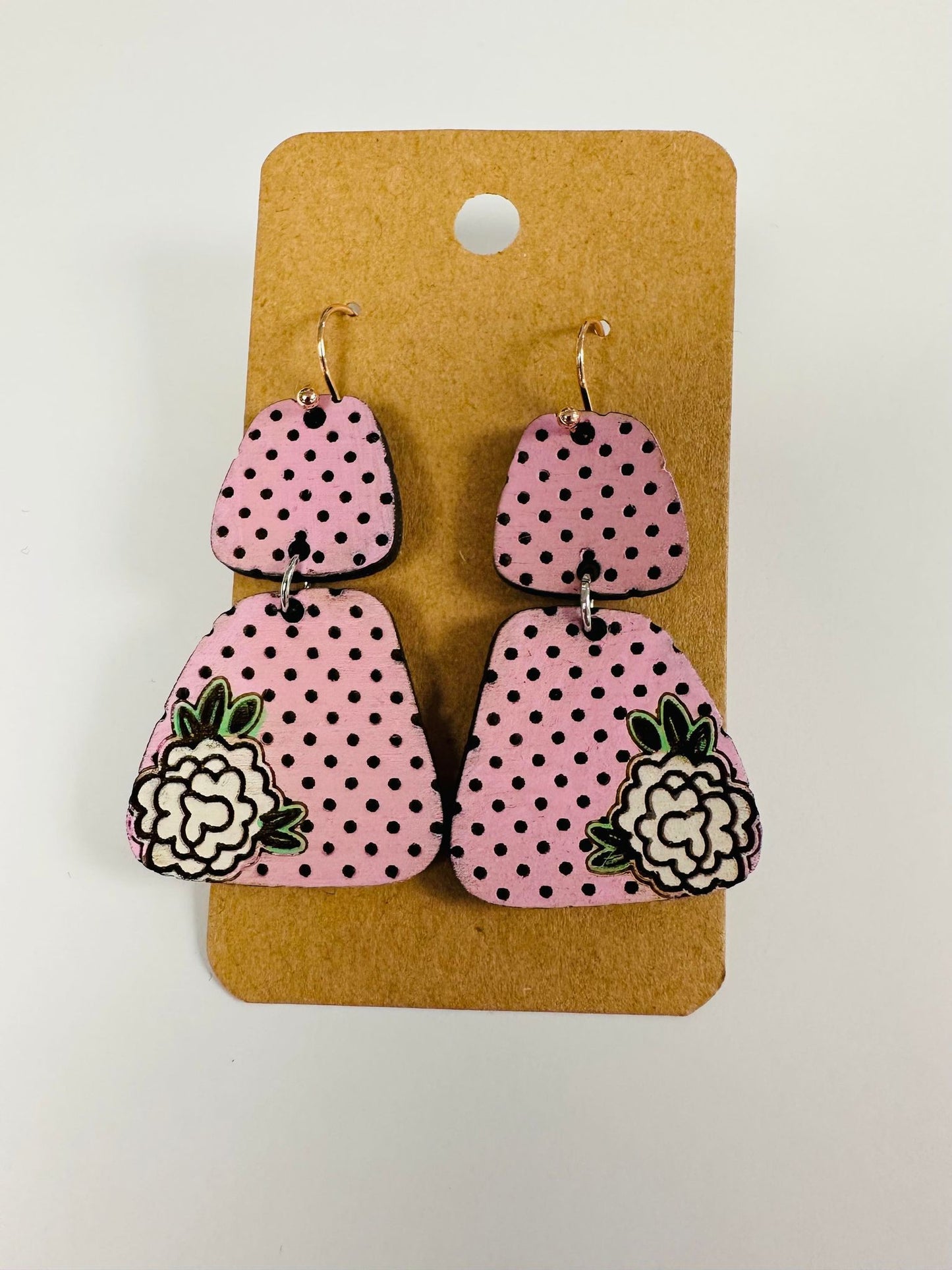 Pink Polka Dot Crafted Earrings