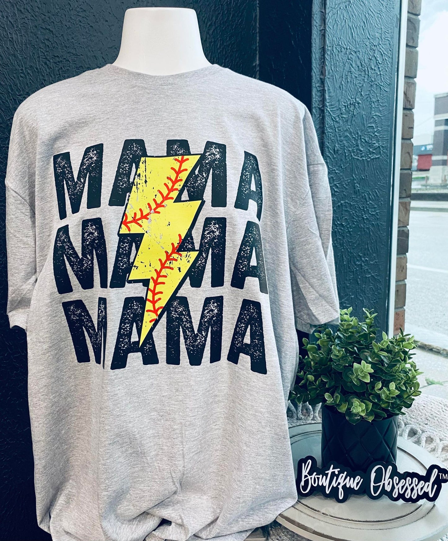 Mama Softball Lightning Tee