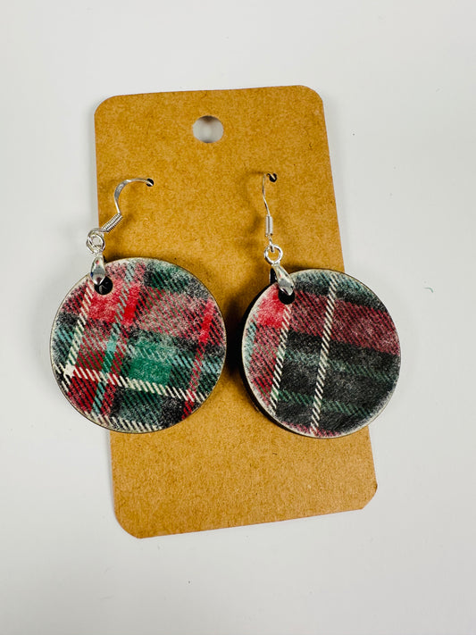 Plaid Circle Crafted Earrings