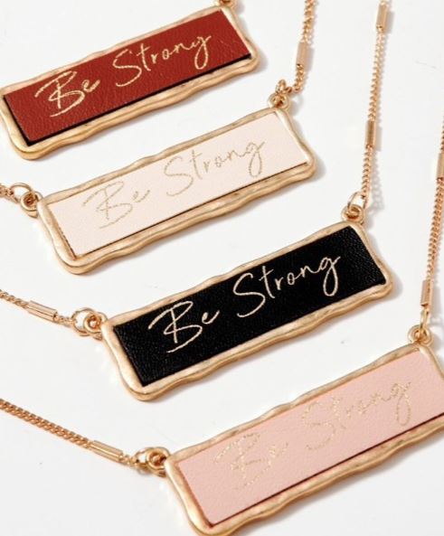 Be Strong Charm Necklace/ Pink