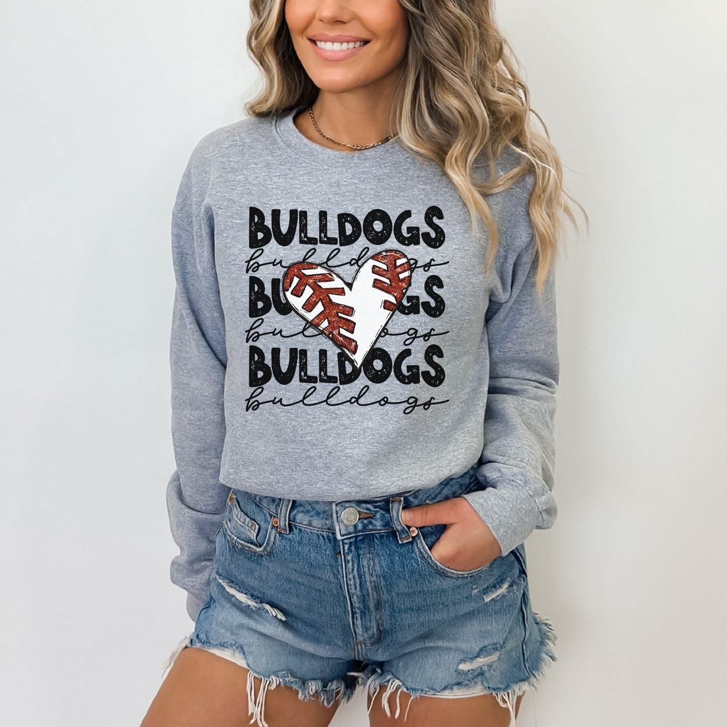 Bulldogs Baseball Heart Sweatshirt