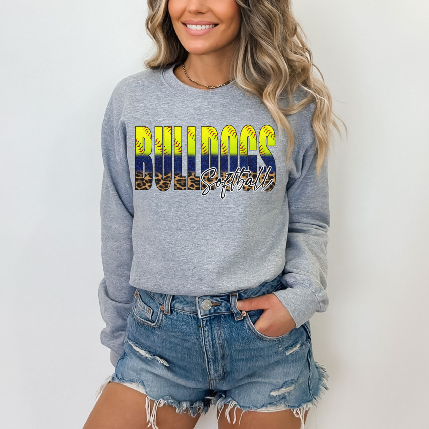Bulldogs Softball Leopard Sweatshirt