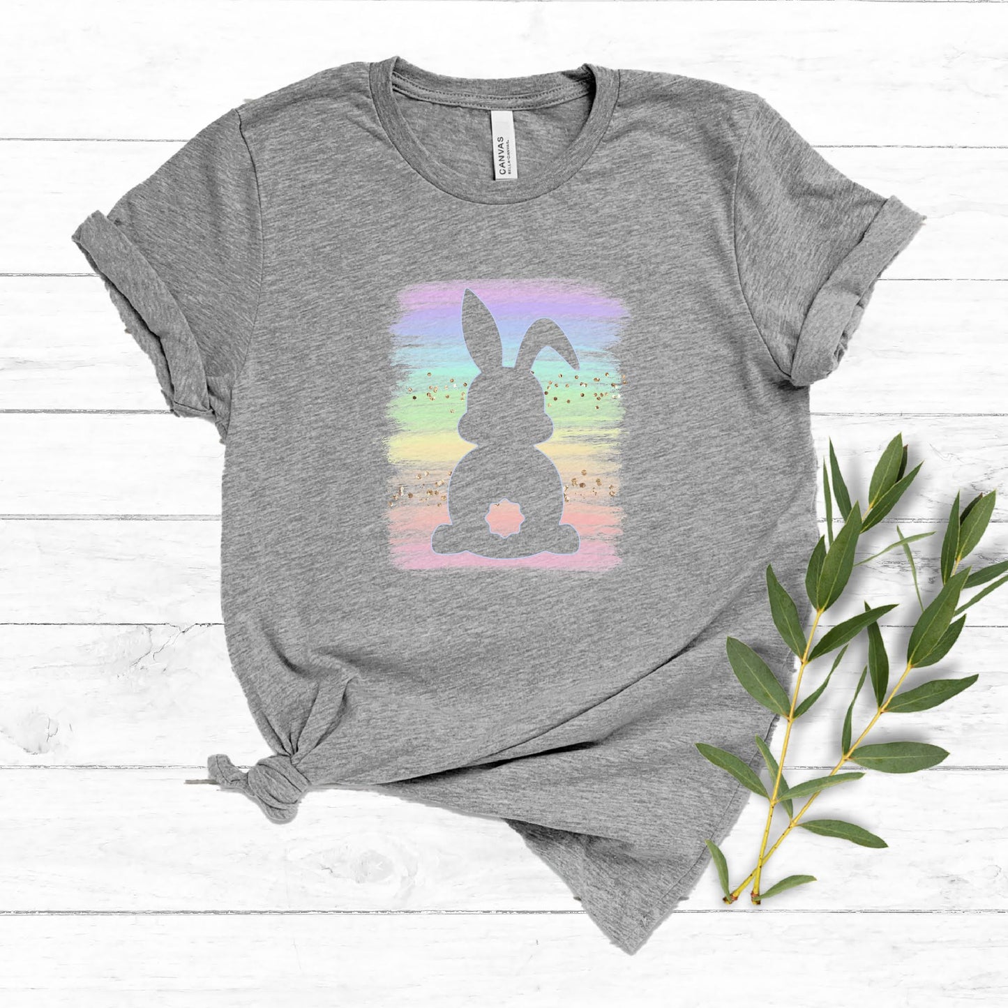 Rainbow Easter Bunny Heather Grey
