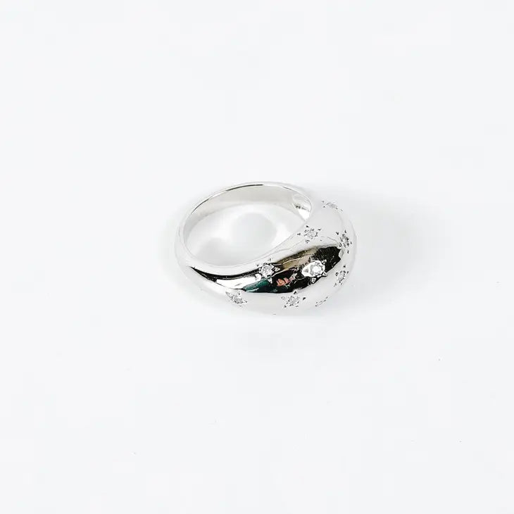 Sparkle Burst Ring- Silver